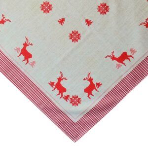 matches21 - Webshop Tischdecke Hirsche Baeume Karo Druck Mitteldecke rot beige Polyester 85x85 cm 125868 1 1