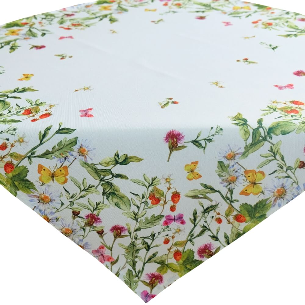 matches21 - Webshop Tischdecke Mitteldecke Tischwaesche Blumenwiese und Schmetterlinge bunt 85x85 cm 115845 1 1