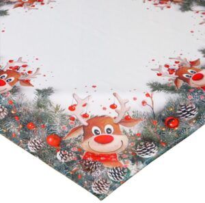 matches21 - Webshop Tischdecke Mitteldecke Weihnachten witziger Elch weiss und Druck bunt 110x110 cm 117042 1 6