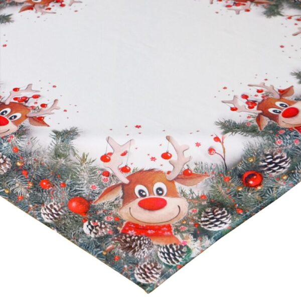 matches21 - Webshop Tischdecke Mitteldecke Weihnachten witziger Elch weiss und Druck bunt 110x110 cm 117042 1 1