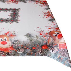 matches21 - Webshop Tischdecke Mitteldecke Weihnachten witziger Elch weiss und Druck bunt 110x160 cm 117043 1 8