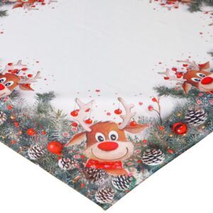 matches21 - Webshop Tischdecke Mitteldecke Weihnachten witziger Elch weiss und Druck bunt 85x85 cm 117041 1 16