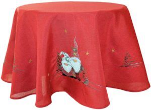 matches21 - Webshop Tischdecke Tischtuch Wichtel Motiv Stick rot rund Tischwaesche 1 Stk 150 cm 122208 1 3