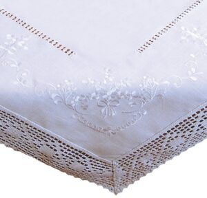 matches21 - Webshop Tischdecke Tischtuch weiss edle Stickerei und Haekelspitze Landhausstil 130x170 cm 117108 1 21