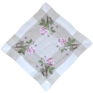 matches21 - Webshop Tischdecke Tischwaesche Rosen rosa mediterran Leinenoptik beige 35x35 cm 115875 1 3