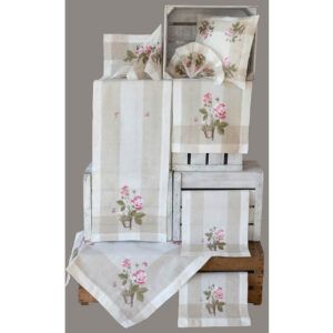 matches21 - Webshop Tischdecke Tischwaesche Rosen rosa mediterran Leinenoptik beige 35x35 cm 115875 1 1 4