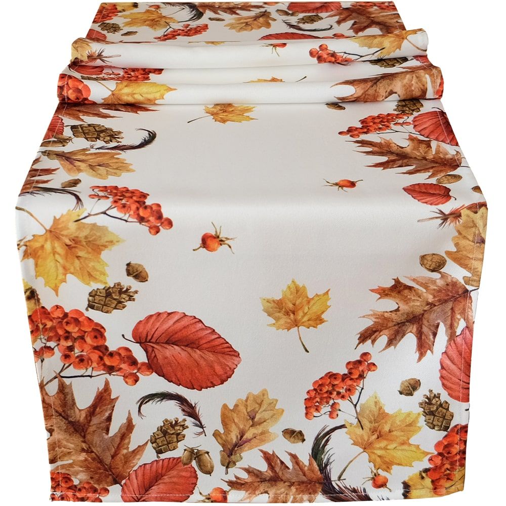 matches21 - Webshop Tischlaeufer Mitteldecke Druck bunt Blaetter Herbstlaub Tischwaesche 40x140 cm 121252 1 1