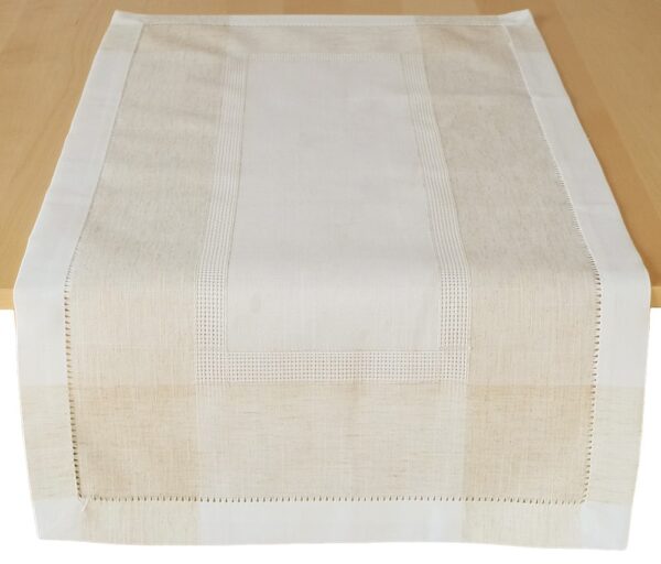 matches21 - Webshop Tischlaeufer Mitteldecke Leinenoptik und Hohlsaum Tischwaesche wollweiss ecru 50x100 cm 117973 1 1