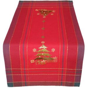 matches21 - Webshop Tischlaeufer Mitteldecke Weihnachten Christbaum gestickt 40x90 cm rot bunt gold 119739 1 18