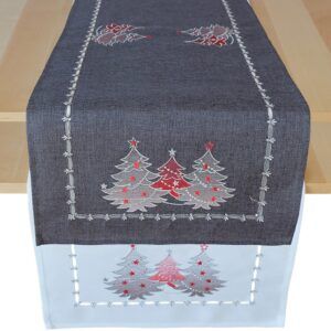 matches21 - Webshop Tischlaeufer Mitteldecken Weihnachten Tannenbaeume rot silber 40x110cm 1 Stk 2 Farben 119685 1 18