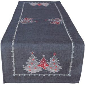 matches21 - Webshop Tischlaeufer Mitteldecken Weihnachten Tannenbaeume rot silber 40x110cm 1 Stk 2 Farben 119685 1 1 17