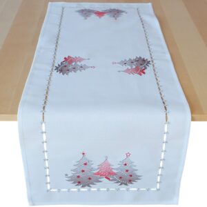 matches21 - Webshop Tischlaeufer Mitteldecken Weihnachten Tannenbaeume rot silber 40x110cm 1 Stk 2 Farben 119685 2 1 18