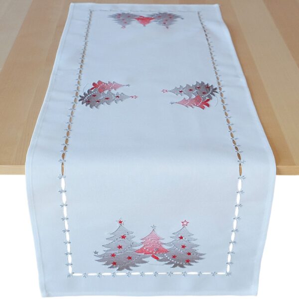 matches21 - Webshop Tischlaeufer Mitteldecken Weihnachten Tannenbaeume rot silber 40x110cm 1 Stk 2 Farben 119685 2 1 13