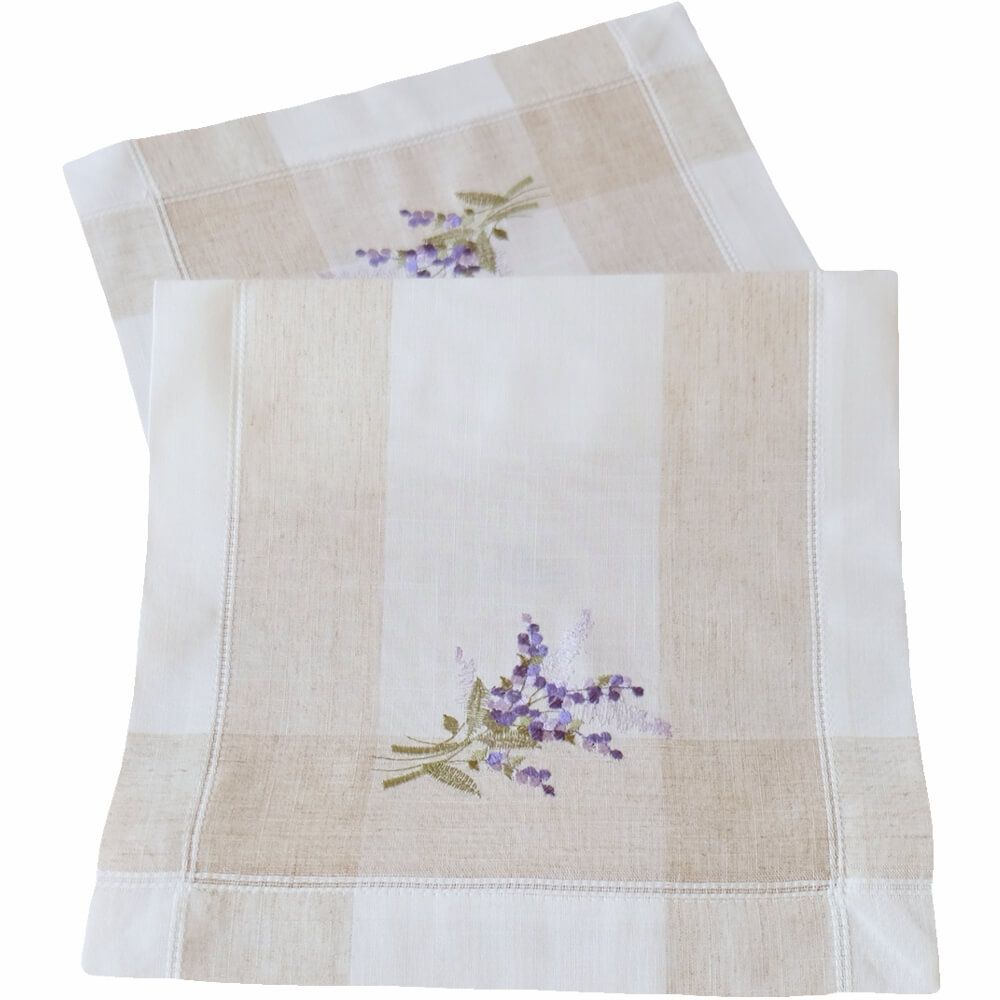 matches21 - Webshop Tischlaeufer Tischwaesche Lavendel mediterran Leinenoptik beige lila 35x70 cm 115860 1 1