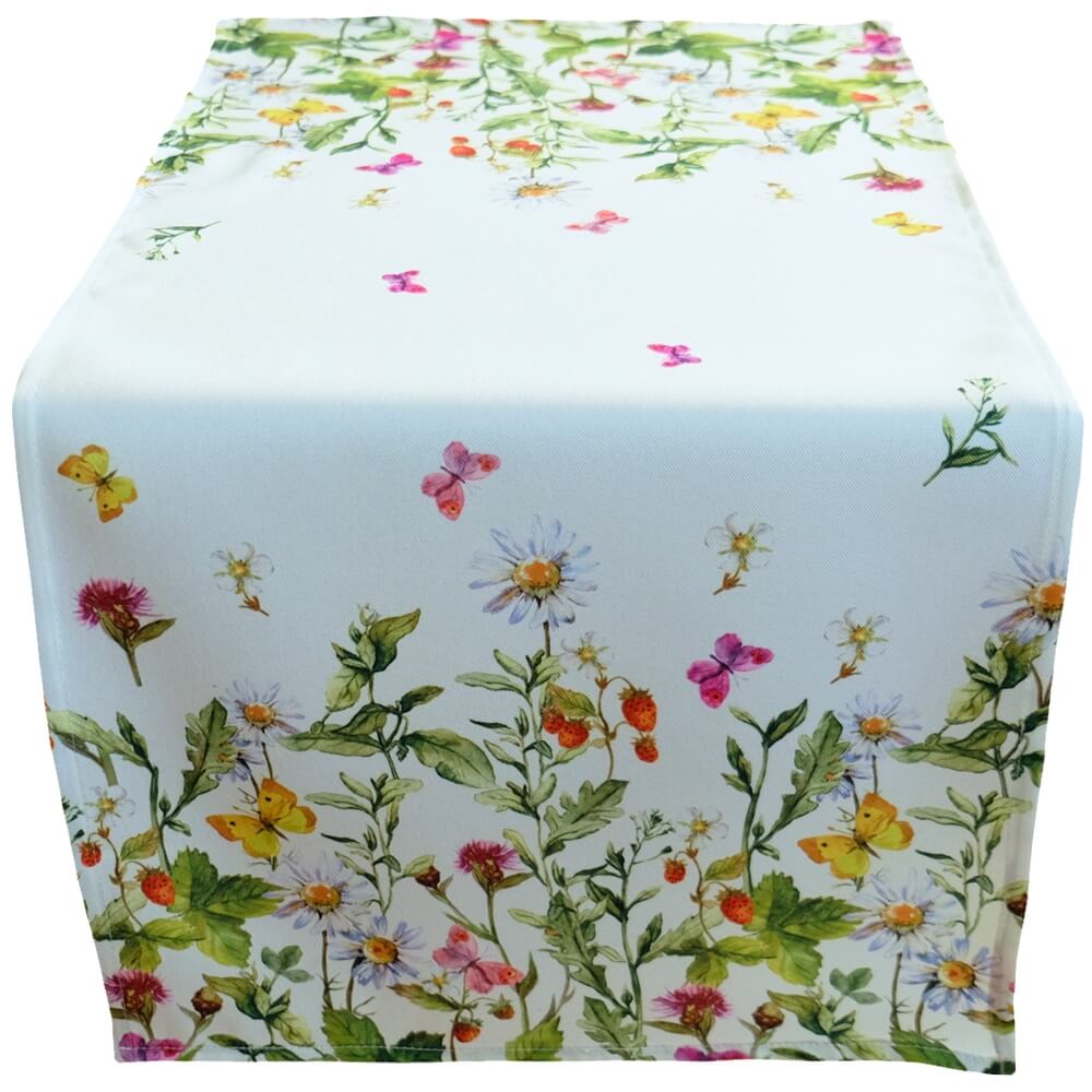 matches21 - Webshop Tischlaeufer Tischwaesche Mitteldecke Blumenwiese und Schmetterlinge bunt 40x90 cm 115846 1 1
