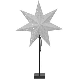 matches21 - Webshop Tischlampe Weihnachtsstern Papierstern silber Glitzer Weihnachten Metallfuss 78 cm 117628 2 1 3