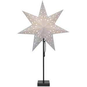 matches21 - Webshop Tischlampe Weihnachtsstern Papierstern silber Glitzer Weihnachten Metallfuss 78 cm 117628 3 1 4