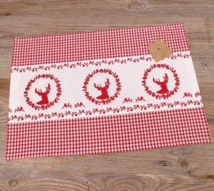 matches21 Tischset Mitteldecke Landhaus Premium RESI Karo und Hirsch Borduere 33x48 cm 3 Farben 119785 1 1 10