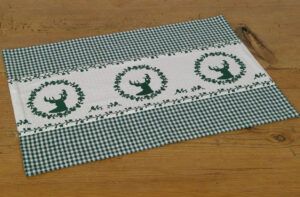 matches21 Tischset Mitteldecke Landhaus Premium RESI Karo und Hirsch Borduere 33x48 cm 3 Farben 119785 2 1 11