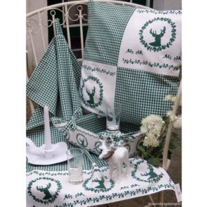 matches21 Tischset Mitteldecke Landhaus Premium RESI Karo und Hirsch Borduere 33x48 cm 3 Farben 119785 4 1 13