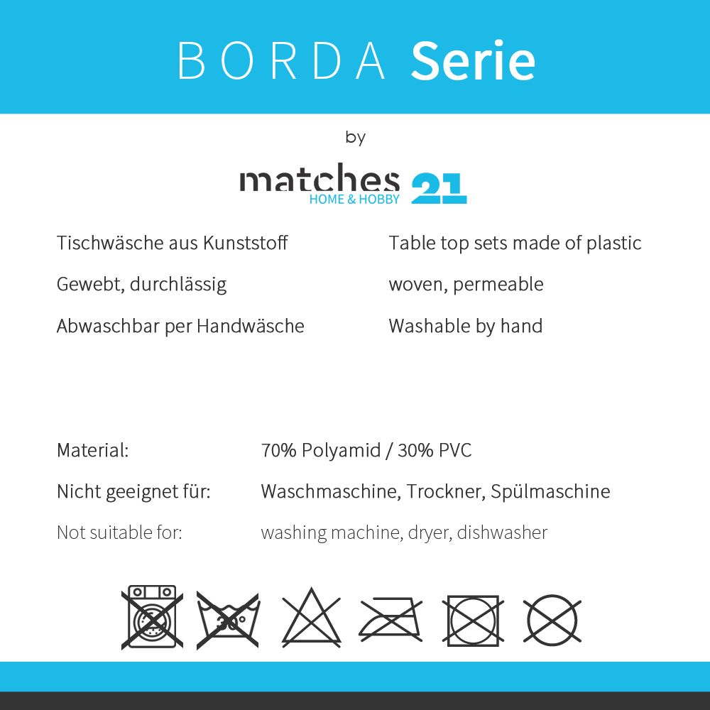 matches21 - Webshop Tischset Platzset BORDA blau dunkelblau gewebt K 1 1 2