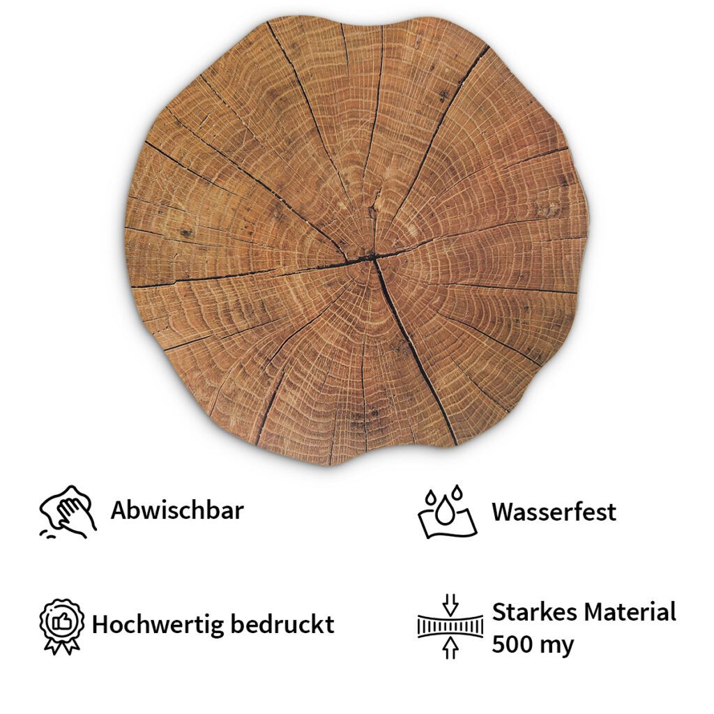 matches21 - Webshop Tischset Platzset MOTIV Baumstamm 12 Stk rund 38 cm Kunststoff abwischbar 110582 4 1 3