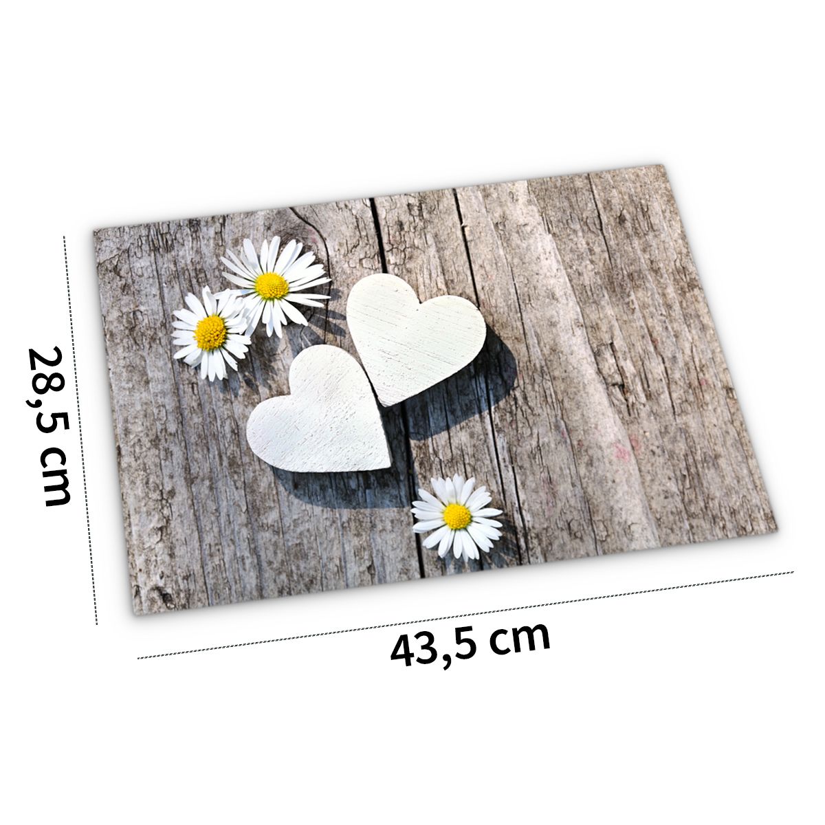 matches21 - Webshop Tischset Platzset MOTIV Gaensebluemchen auf Holzbrett 1 Stk abwaschbar 108172 1 1 21