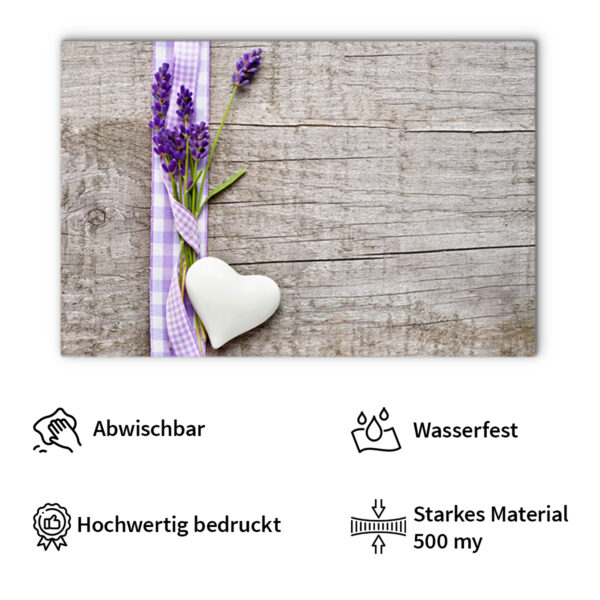 matches21 - Webshop Tischset Platzset MOTIV Lavendel Holzbrett 1 Stk abwaschbar 43 5x28 5 cm 108170 2 1 3