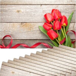 matches21 - Webshop Tischset Platzset Sommer MOTIV rote Tulpen und Holzbrett 12 Stk abwaschbar 109577 1 3