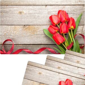 matches21 - Webshop Tischset Platzset Sommer MOTIV rote Tulpen und Holzbrett 4 Stk abwaschbar 109487 1 6