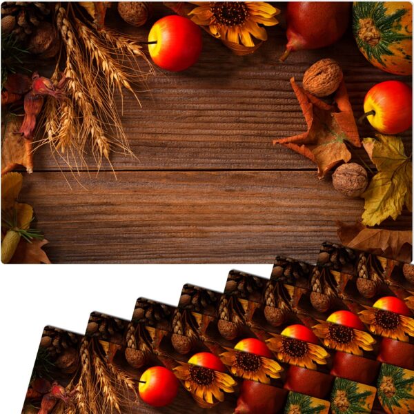 matches21 - Webshop Tischset Platzsets MOTIV abwaschbar Getreide Obst Holzbrett Herbst rot braun 126258 4 1 19