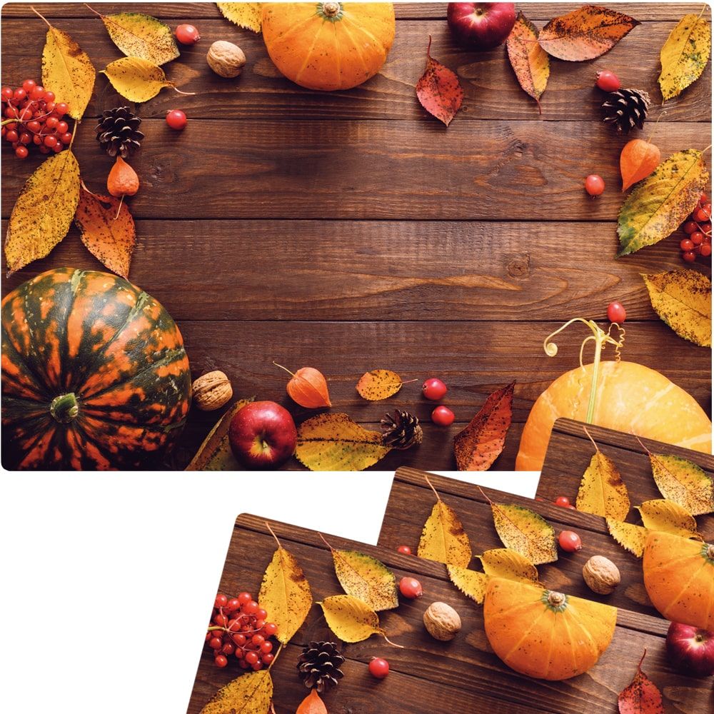 matches21 - Webshop Tischset Platzsets MOTIV abwaschbar Herbstfruechte Kuerbisse Holz braun orange 126264 2 1 17