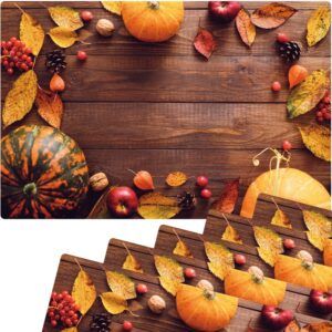 matches21 - Webshop Tischset Platzsets MOTIV abwaschbar Herbstfruechte Kuerbisse Holz braun orange 126264 3 1 25