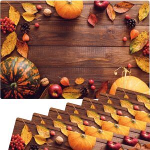 matches21 - Webshop Tischset Platzsets MOTIV abwaschbar Herbstfruechte Kuerbisse Holz braun orange 126264 4 1 26