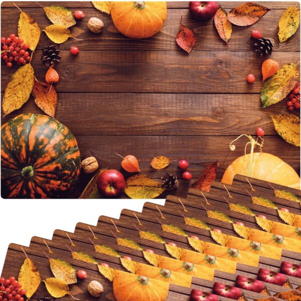 matches21 - Webshop Tischset Platzsets MOTIV abwaschbar Herbstfruechte Kuerbisse Holz braun orange 126264 5 1 20