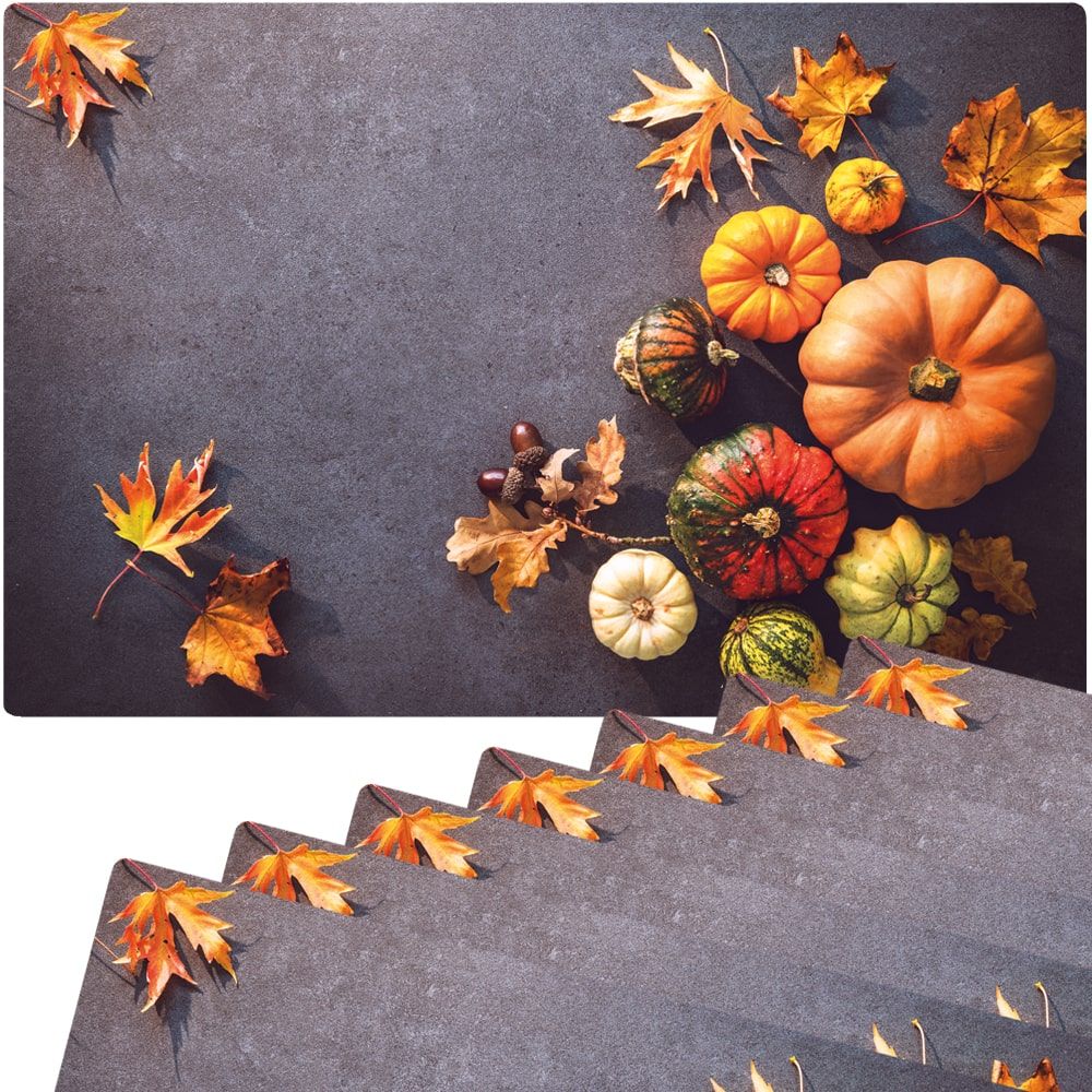 matches21 - Webshop Tischset Platzsets MOTIV abwaschbar Kuerbisse Herbstlaub Herbst Beton bunt 126259 4 1 19