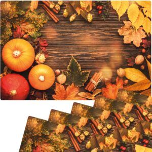 matches21 - Webshop Tischset Platzsets MOTIV abwaschbar Kuerbisse Herbstlaub Zimtstangen Holz bunt 126262 3 1 11