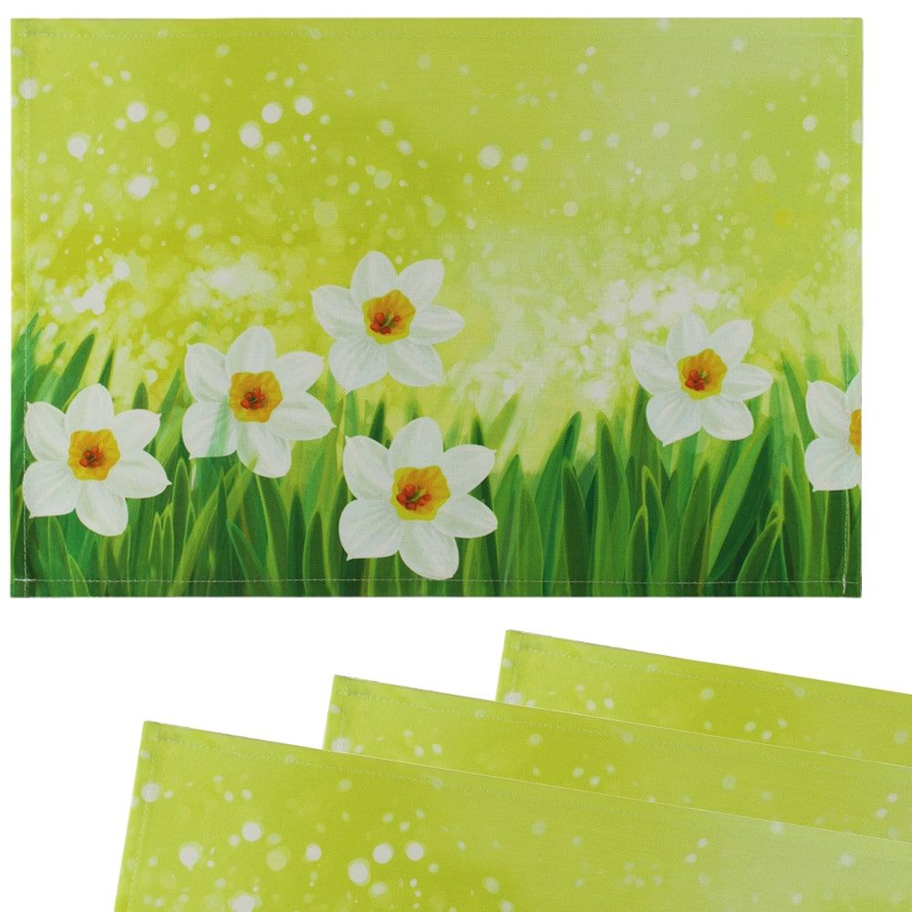 matches21 - Webshop Tischsets Platzsets CLOTH waschbar Ostern Osterglocken Blumen weiss 126335 2 1 13