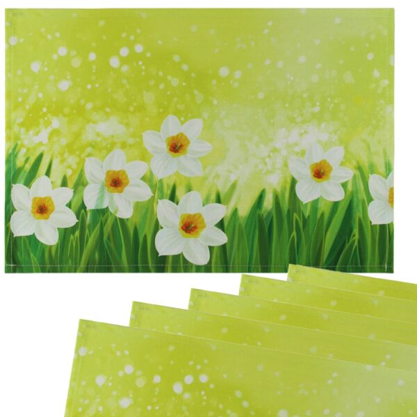 matches21 - Webshop Tischsets Platzsets CLOTH waschbar Ostern Osterglocken Blumen weiss 126335 4 1 14