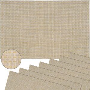 matches21 - Webshop Tischsets Platzsets ELEGANCE beige gewebt 8 Stk abwaschbar 45x30 cm Kunststoff 116569 3 1 5