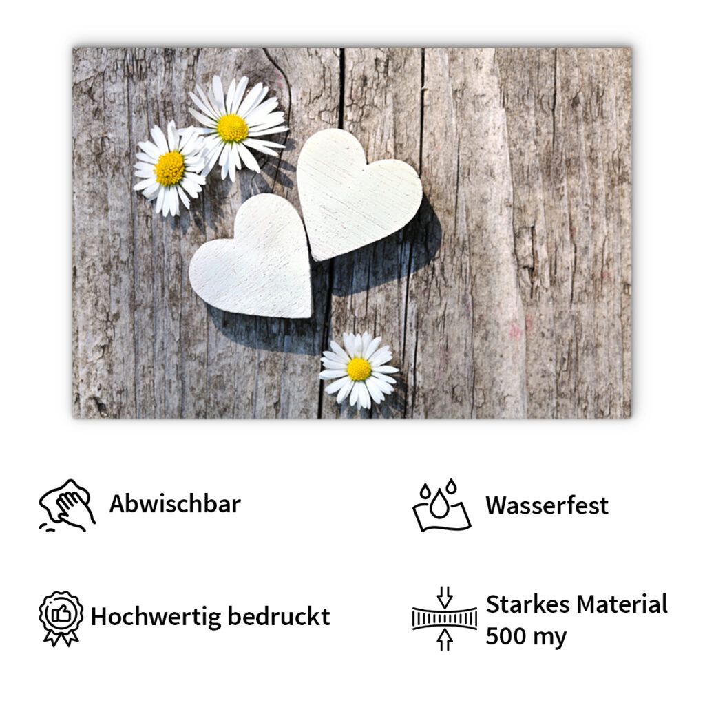 matches21 - Webshop Tischsets Platzsets MOTIV Gaensebluemchen und Holz 6 Stk abwaschbar 108214 4 1 3