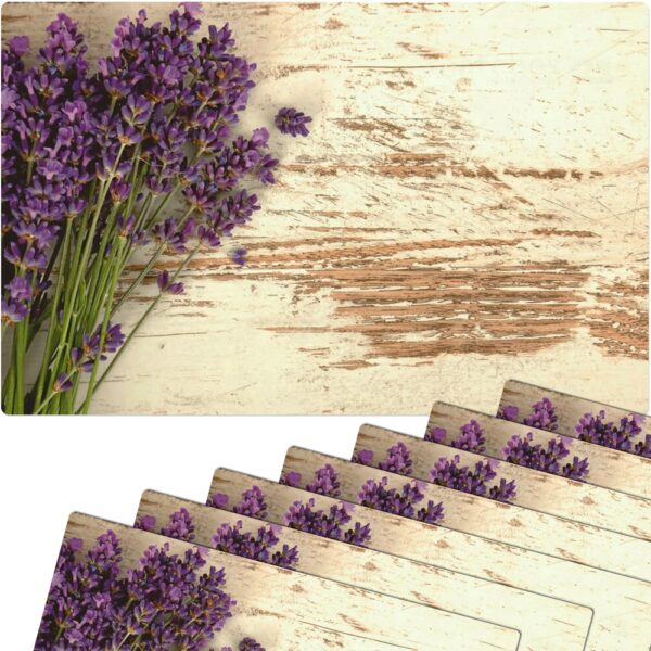 matches21 - Webshop Tischsets Platzsets MOTIV Lavendel Blueten auf Holz weiss Vintage 8 Stk Abwaschbar 116171 1 1