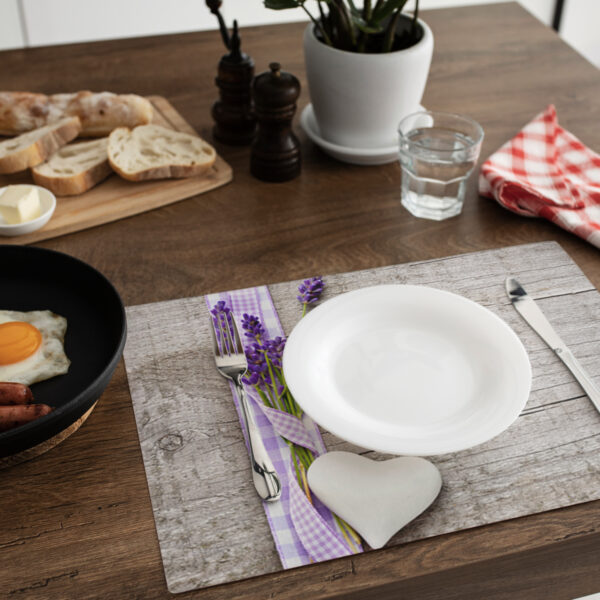 matches21 - Webshop Tischsets Platzsets MOTIV Lavendel Holz 4 Stk abwaschbar 43 5x28 5 cm 108191 6 1 5