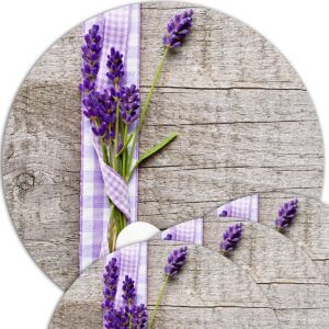 matches21 - Webshop Tischsets Platzsets MOTIV Lavendel auf Holzbrett 4 Stk abwaschbar rund 38 cm 111086 1 8