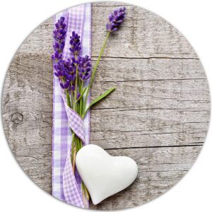 matches21 - Webshop Tischsets Platzsets MOTIV Lavendel auf Holzbrett 8 Stk abwaschbar rund 38 cm 111088 1 1 4