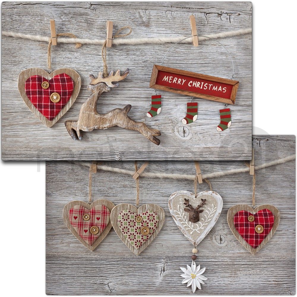 matches21 - Webshop Tischsets Platzsets MOTIV Merry Christmas Herzen 4 1 12