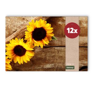 matches21 - Webshop Tischsets Platzsets MOTIV Sonnenblumen auf Holz 12 Stk abwaschbar 43 5x28 5 cm 121554 2 1 5