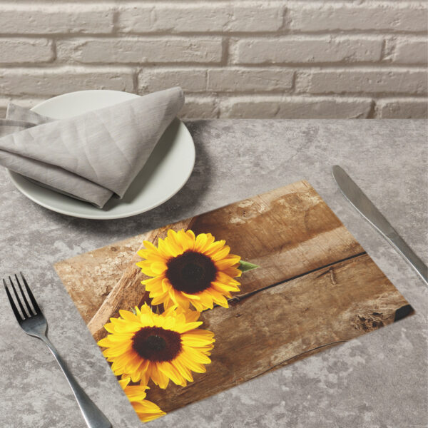 matches21 - Webshop Tischsets Platzsets MOTIV Sonnenblumen auf Holz 12 Stk abwaschbar 43 5x28 5 cm 121554 6 1 5