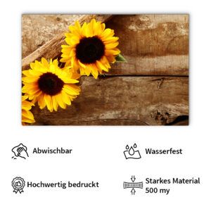 matches21 - Webshop Tischsets Platzsets MOTIV Sonnenblumen auf Holz 4 Stk abwaschbar 43 5x28 5 cm 116751 4 1 10