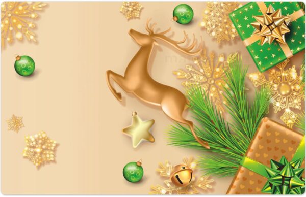 matches21 - Webshop Tischsets Platzsets MOTIV Weihnachten Hirsch Sterne gold gruen 4 Stk Abwaschbar 119046 2 1 2